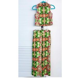 Two piece, tropical, pants set